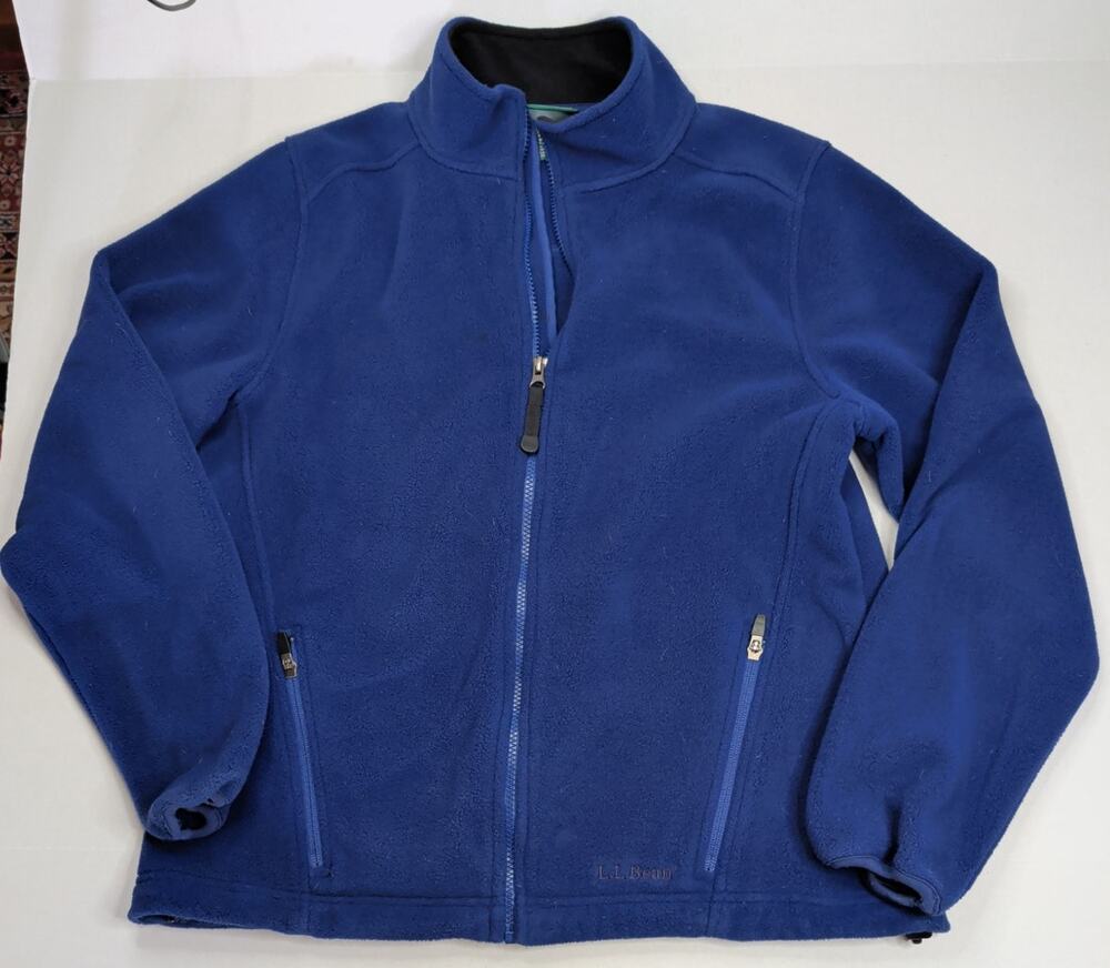 L.L.BEAN Women's Polartec Fleece Jacket Long Sleeve Royal Blue Full Zip XL OFJT3
